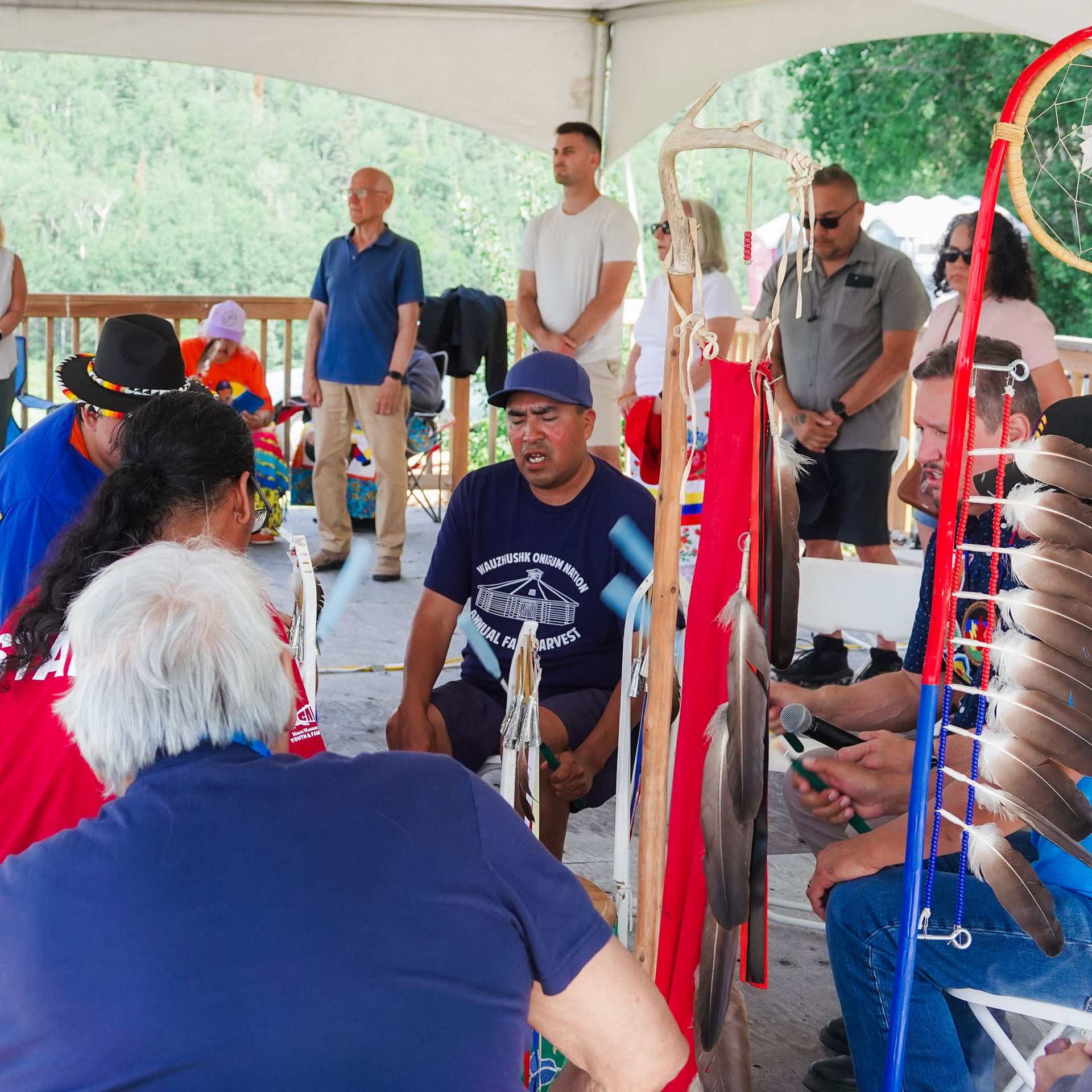 Indigenous drumming at the 2025 National Indigenous Peoples Day celebration in Kenora, Ontario.